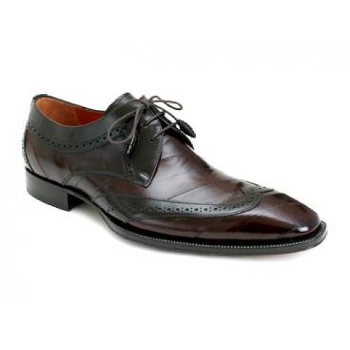 Mezlan "Young" 3384AN Brown All-Over Genuine Eel Wing-Tip Shoes